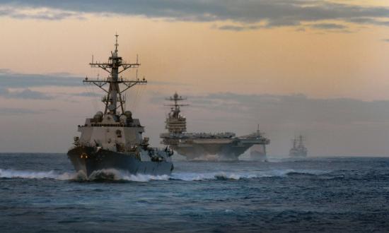 Ships assigned to USS Abraham Lincoln Strike Group, led by the guided missile destroyer USS Momsen (DDG 92).